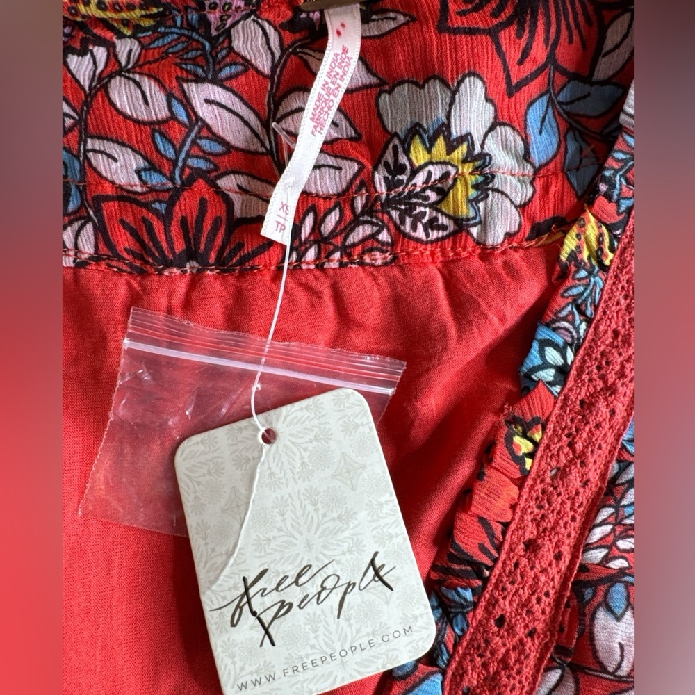 FREE PEOPLE Cassis Printed Chiffon Dress, Tiered, Mix Floral, Size XS. - Picture 5 of 12
